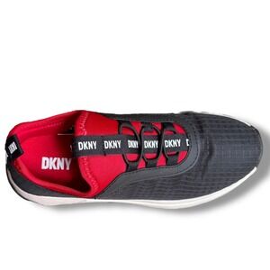 DKNY Danni Dino Sneakers Elastic Laces Lightweight Black Red Kids Size 3 big kid